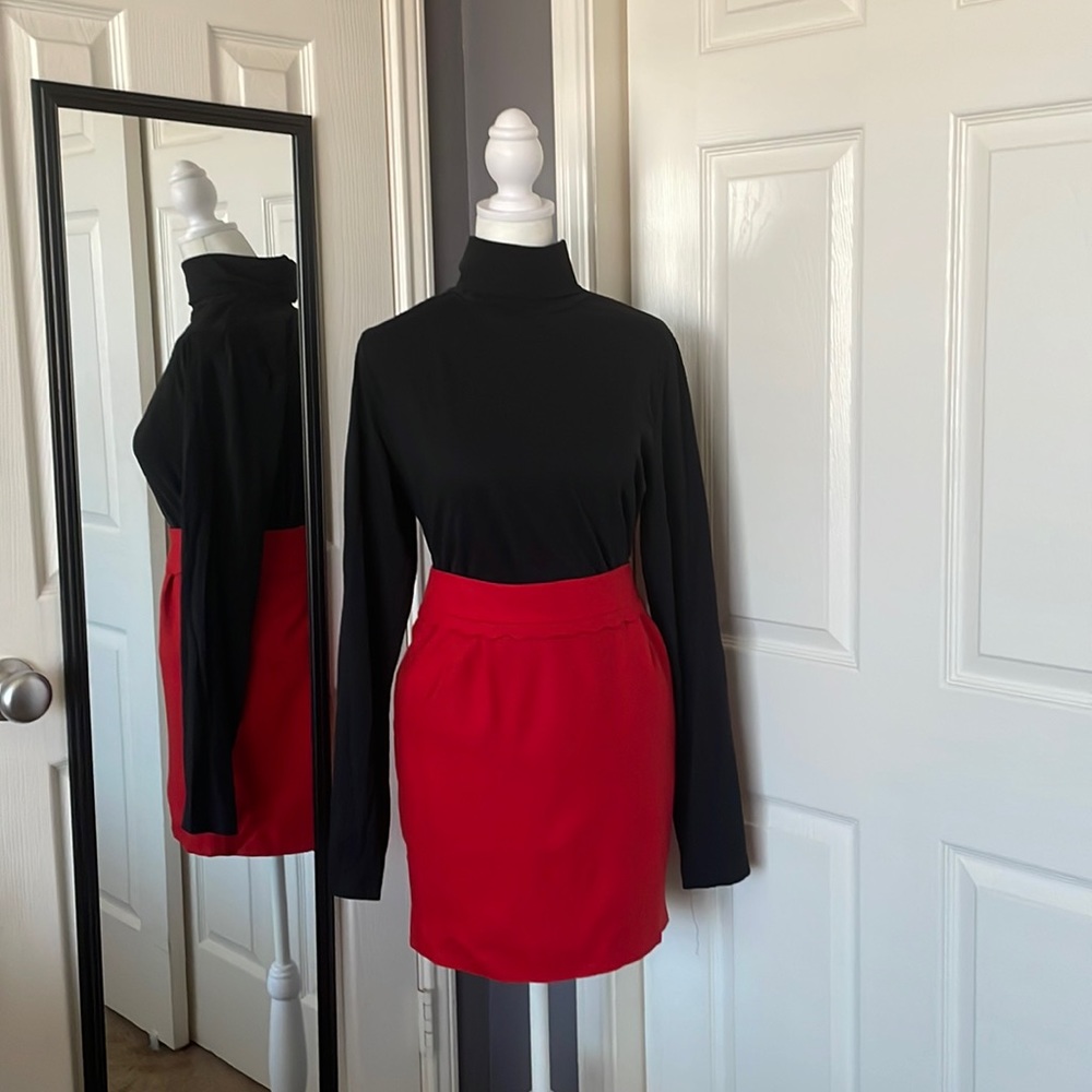 J.Crew red mini wool skirt
